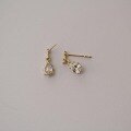 wholesale 9K Gold Korean Zircon-Inlaid Ornate VintageStyle Water Drop Mini Elegant Exquisite Ear Studs-0-3