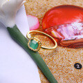 wholesale 9K Gold Retro Cameo Square Chalcedony Elegant Ring, Summer New Accessory Wholesale-0-2