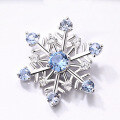 wholesale S925 silver white geometric minimalist fashionable blue spinel snowflake earrings for women, autumn winter new Christmas collection-0-1