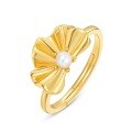 wholesale S925 Silver Gold-Plated New Gesang Flower Shell Pearl Ring Women's Korean Style Light Luxury Romantic Floral Band-0-4