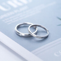 wholesale S925 Sterling Silver Nalan Women's Korean Style Fashion Elegant Single Row Diamond Ring Couple Ring Polished Single Diamond Matching Ring J7317-S925 silver women's model Adjustable opening