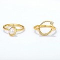 wholesale S925 Silver Plated 9K Gold Japanese Korean Style Wandering Starry Sky Natural Freshwater Pearl Zircon Two-Way Ring for Women-0-1