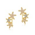 wholesale S925 Silver Summer New Color Zircon Starfish Slant-Pierced Earrings Women's-0-4