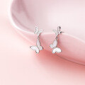 wholesale S925 Sterling Silver Earrings for Women, Korean Style Fresh and Elegant, Diamond-Inlaid, Sweet and Graceful Shell Insect Butterfly Earrings G7501-0-2
