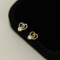wholesale 9K gold trendy zircon-set 3D Korean-style heart-shaped skull earrings vintage elegant earrings-0-1