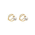 wholesale 925 Sterling Silver Minimalist Synthetic Pearl Bead Stud Earrings with Cross Design G7439-0-4