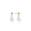 wholesale S925 Silver 18K Gold Plated Diamond Inlaid Pearl Earrings, Korean Style Simple and Elegant Earrings for Women Wholesale-0-4
