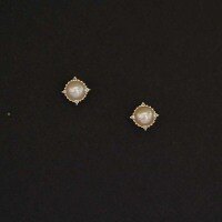 wholesale 9K Gold Vintage Style Zircon and Natural Freshwater PearlEarring for Wholesale-One price 9K pure gold