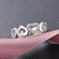 wholesale S925 Sterling Silver Korean Style Fashion Heart Ring for Women, Open Adjustable-0-5