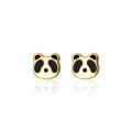 wholesale 925 Silver Small Fresh Cute Little Panda Stud Earrings Korean Style Petite Student Ear Piercing Jewelry G5875-0-4