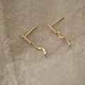 wholesale 9K Gold Plated Zirconia 4-Row Twist Connector Drop Earrings, Korean Style Women's Earrings-0-2
