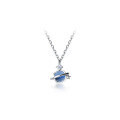 wholesale S925 Sterling Silver Korean Fashion Sweet Diamond-Inlaid Blue Universe Necklace Planet Pendant Collarbone Chain D7113-0-0