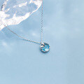 wholesale S925 Silver Nalan Ethereal Series Small Fresh Sea Blue Mermaid Pendant Necklace for Women, Elegant and Petite Circular Choker D6805-0-1