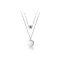 wholesale S925 Silver Korean-style Women's Necklace, Double-layer Minimalist Round Bead Pendant Sweet Collarbone Chain D7408-0-4