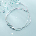 wholesale S925 silver Japanese-style infinity symbol numeric charm bracelet with minimalist heart accessory S2419-0-1