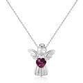 wholesale S925 Silver Vintage-Inspired Pendant with Exquisite Inlay of Natural Gemstones and Colored Crystal Angel Necklace-0-6