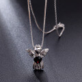 wholesale S925 Silver Vintage-Inspired Pendant with Exquisite Inlay of Natural Gemstones and Colored Crystal Angel Necklace-0-2