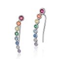 wholesale S925 silver plated with white gold, Japanese and Korean fashion colorful zircon earrings, rainbow earrings for women, elegant ear clips, silver jewelry wholesale-0-4