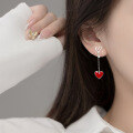 wholesale 925 silver Korean-style sweet heart asymmetrical elegant earrings simple hollow heart-shaped earrings G7496-0-1