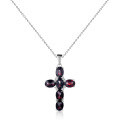 wholesale 925 Silver Pendant Necklace with Natural Gemstone Crystal Cross for European and American Women, Directly Supplied by the Manufacturer-0-15