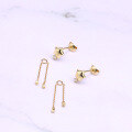 wholesale 9K gold minimalist and versatile five-point star tassel earrings for women, viral elegant new earrings-0-1
