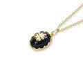 wholesale 9K gold natural black agate four-leaf clover necklace, vintage and fade-resistant pendant, 375 gold accessories, dropshipping available-0-4