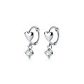 wholesale Sterling silver sweet short heart ear studs with a single diamond, fashionable and elegant earrings for gift G6654-0-4