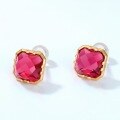 wholesale S925 Silver Plated 9K Gold New Red Corundum Princess-Cut Geometric Rhombus Stud Earrings for Women Wholesale-0-2