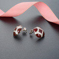 wholesale S925 silver zirconia studded creative mushroom enamel earrings, direct factory wholesale supply for physical stores-0-3