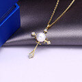 wholesale 9K Gold Minimalist Cross Natural Freshwater Pearl Pendant Necklace for Women Mother's Day Direct from Factory Wholesale-0-1