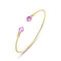 wholesale S925 Sterling Silver Gold-Plated Wide Geometric Multicolor Gemstone Open Bangle Bracelet for Women, Minimalist Style, Handcrafted-0-4
