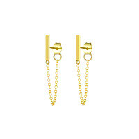 wholesale S925 Sterling Silver Minimalist Straight Bar Chain Drop Earrings, Fast Selling Fashion Earrings For Women-Gold