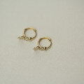 wholesale [9K AU375] Gold Small Zircon Stud Earrings with Small Round Gold Pieces, Exquisite and Elegant Hoop Style-0-2