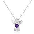 wholesale S925 Silver Vintage-Inspired Pendant with Exquisite Inlay of Natural Gemstones and Colored Crystal Angel Necklace-0-7