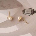 wholesale 9K Gold Korean-style Pure Natural Freshwater Pearl Court-Set Zircon Earrings Fashion Retro Elegant-0-2