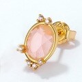 wholesale S925 silver gold-plated Japanese light luxury pink crystal geometric gemstone earrings for women, versatile wholesale ear accessories-0-2