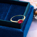 wholesale 9K Gold Artli Light Jewelry Minimalist Oval Ruby Delicate Stackable Ring for Women, Versatile Hand Accessory Christmas Gift-0-3