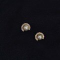 wholesale 9K Gold Korean-style Pure Natural Freshwater Pearl Court-Set Zircon Earrings Fashion Retro Elegant-0-0