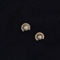 wholesale 9K Gold Korean-style Pure Natural Freshwater Pearl Court-Set Zircon Earrings Fashion Retro Elegant-9K per price