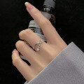 wholesale S925 silver Korean-style hollow-out sweet heart ring elegant water drop chain finger ring J3443-0-1