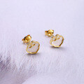 wholesale 9K gold jewelry, light luxury Chinese-style auspicious cloud white shell "Good Luck" earrings, minimalist and elegant-0-2