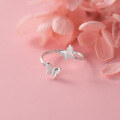 wholesale Metal S925 silver ring for women, Korean style small fresh sweet girly heart smooth butterfly ring open adjustable J7701-0-1