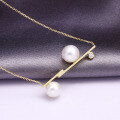 wholesale 9K Gold Classic Elegant Balance Beam Series Natural Pearl Necklace Simple New Style Choker Wholesale-0-3