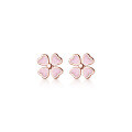 wholesale S925 Sterling Silver Ear Studs for Women, Korean-style Summer Sweet and Fresh Pink Four-leaf Small Flower Ear Accessories G7141-0-4