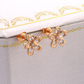 wholesale 9K Rose Gold Japanese Style Fresh and Sweet White Zircon Cherry Blossom Stud Earrings-0-3