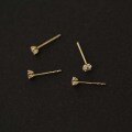 wholesale 14K solid gold zirconia mini star stud earrings, Korean and Japanese style, elegant and cute for women-0-3