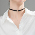 wholesale S925 silver minimalist circular flat fringe choker necklace with collar chain D3116-0-1