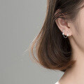 wholesale S925 silver minimalist double ear hole star earrings two-way wear bean earrings E7367-0-1