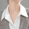 wholesale S925 Sterling Silver Single Shell Pearl Synthetic Pearl Pendant Niche Design Internet-Famous Live Broadcast Cute Collarbone Chain D7461-0-1