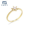 wholesale 9K Gold Moissanite Diamond Ring for Women, Korean-style Minimalist Inlaid Diamond Ins Ring with Natural Gemstone Accessories-0-1